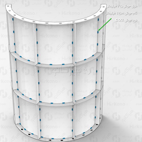 طرح فنی قالب ستون گرد با قطر 1 متر و طول 1.5 متر