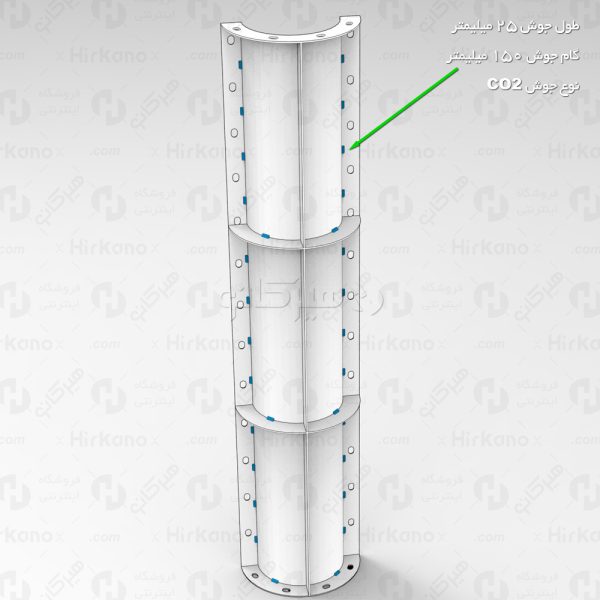 طرح فنی قالب ستون گرد قطر 30 سانتیمتر با طول 200 سانتیمتر